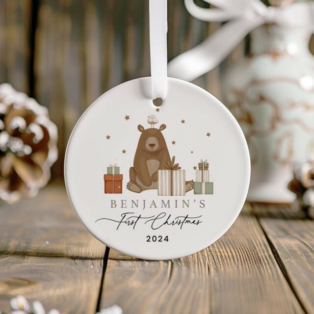 Personalised Baby's 1st Christmas Ornament, First Decoration, New Baby Gift, Bunny Rabbit Decoration - image 1