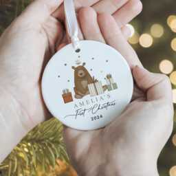 Personalised Baby's 1st Christmas Ornament, First Decoration, New Baby Gift, Bunny Rabbit Decoration - thumbnail 3