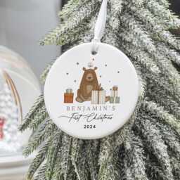 Personalised Baby's 1st Christmas Ornament, First Decoration, New Baby Gift, Bunny Rabbit Decoration - thumbnail 2