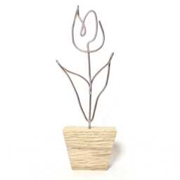 Handmade Wire Tulip On Oak Base Flower Gifts & Home Decor - thumbnail 2