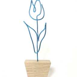 Handmade Wire Tulip On Oak Base Flower Gifts & Home Decor - thumbnail 3