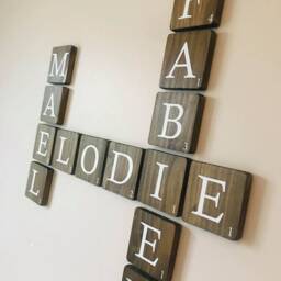 Scrabble Letter, Wooden Terracotta Wall Decoration, Wood Color, Designer Valou Model - thumbnail 3