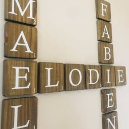 Scrabble Letter, Wooden Terracotta Wall Decoration, Wood Color, Designer Valou Model - thumbnail 2
