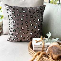 "Gray Velvet Mirror Work Decorative Pillow Sham 24""x24""/26""x26" - thumbnail 3