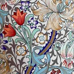 William Morris Art Deco Golden Lily Fabric Cotton Drum in 20cm /30cm/40cm For Lamps/Ceiling Lights. Eu/Uk/Us Fittings - thumbnail 2