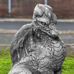 Sitting Dragon Cement Statue Concrete Figurine Handmade Fantasy Creature Sculpture Durable Garden Decor Ornament Gift - thumbnail 2