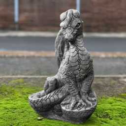 Sitting Dragon Cement Statue Concrete Figurine Handmade Fantasy Creature Sculpture Durable Garden Decor Ornament Gift - thumbnail 4