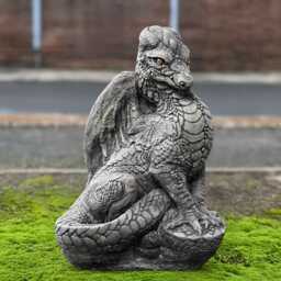 Sitting Dragon Cement Statue Concrete Figurine Handmade Fantasy Creature Sculpture Durable Garden Decor Ornament Gift - thumbnail 1