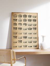 Vintage Crowns Art Print, Royal Art, King Queen Classical Gift Idea, Home Decor, A1/A2/A3/A4 - thumbnail 1