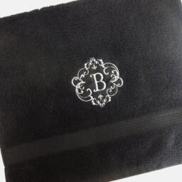 Monogrammed Black Hand Towel Personalized Embroidered Bathroom Decor - thumbnail 2