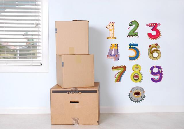 Monster Numbers Wall Decal Full Colour Sticker Kids Bedroom Playroom Nursery Educational - image 1
