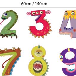 Monster Numbers Wall Decal Full Colour Sticker Kids Bedroom Playroom Nursery Educational - thumbnail 2