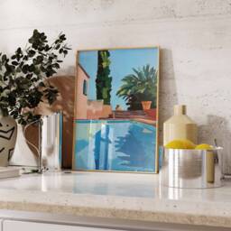 Swimming Pool Wall Art, Art Print, Poster, Blue Gift, Summer Water - thumbnail 2