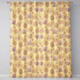 Gingerbread Cookies Candy House Sweets Yellow Background Seamless Pattern Readymade Eyelet Ring Top Thermal 100% Blackout Curtains - thumbnail 2