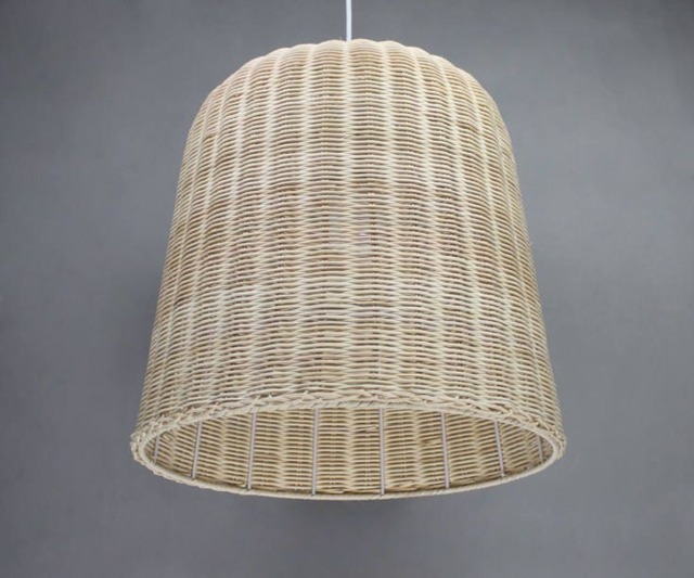 Handwoven Rattan Basket Pendant Lights, Drum-Shape Ceiling Lighting Fixture, Lampshade Width 16.5 - image 1