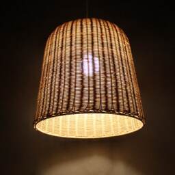 Handwoven Rattan Basket Pendant Lights, Drum-Shape Ceiling Lighting Fixture, Lampshade Width 16.5 - thumbnail 2