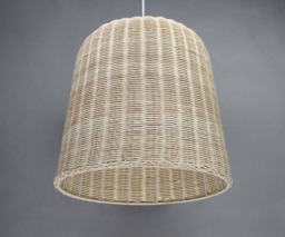 Handwoven Rattan Basket Pendant Lights, Drum-Shape Ceiling Lighting Fixture, Lampshade Width 16.5