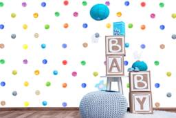 Watercolor Polka Dot Wall Stickers - Peel & Stick Nursery Decor, Baby Room Accents - thumbnail 1