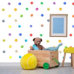 Watercolor Polka Dot Wall Stickers - Peel & Stick Nursery Decor, Baby Room Accents - thumbnail 2