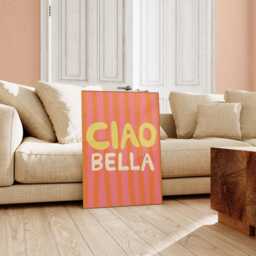 Poster Ciao Bella Art Print/Quote Italy Summer Pink Orange - thumbnail 3