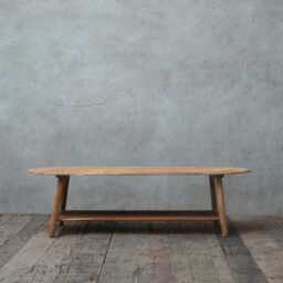 Reclaimed Oval Teak Wood Coffee Table Center Table With Shelf For Living Room - thumbnail 3