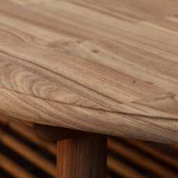 Reclaimed Oval Teak Wood Coffee Table Center Table With Shelf For Living Room - thumbnail 4