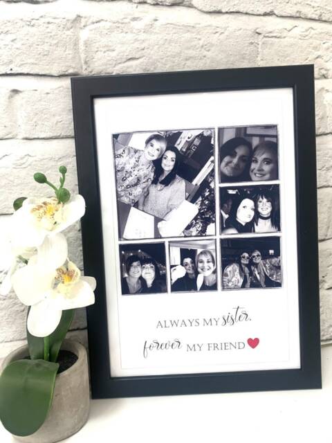 Personalised Sister Print, Sisters Gift Photo Collage, Sibling Quote Wall Decor, Birthday For Sisters, Custom Family Portrait Framed - image 1