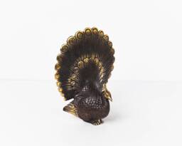 Bronze Peacock Figurine, 5.6 Inch Animal Statue, Brass Decor, Ornament, Nursery Livingroom Gift For Her, Memorial