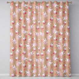 Cute Strawberry Bunny Macaron Dessert Kawaii Peach Background Seamless Pattern Readymade Eyelet Ring Top Thermal 100% Blackout Curtains - thumbnail 2