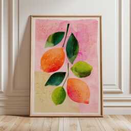Lemon & Lime Watercolor Print, Fruit Wall Art, Colorful Kitchen Poster, Citrus Botanical Painting, Summer Fresh Home Decor - thumbnail 2