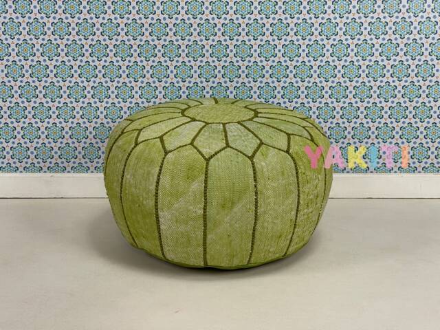 Yakiti - Round Cactus Silk Pouf, Natural Fiber, Home Decor, Interior Design, Floor Cushions, Sabra Poufs, Silk, Agave - image 1
