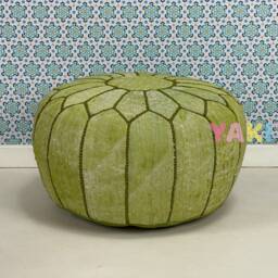 Yakiti - Round Cactus Silk Pouf, Natural Fiber, Home Decor, Interior Design, Floor Cushions, Sabra Poufs, Silk, Agave - thumbnail 2