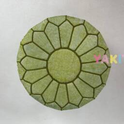 Yakiti - Round Cactus Silk Pouf, Natural Fiber, Home Decor, Interior Design, Floor Cushions, Sabra Poufs, Silk, Agave - thumbnail 3