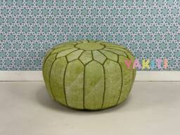 Yakiti - Round Cactus Silk Pouf, Natural Fiber, Home Decor, Interior Design, Floor Cushions, Sabra Poufs, Silk, Agave - thumbnail 1