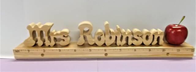 All Wood Teachers Name With Red Apple - image 1