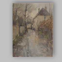 Muted Rural Cottage Lane Textured Village Landscape Canvas Wall Art Print Decor Picture Ready To Hang - thumbnail 1