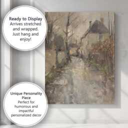 Muted Rural Cottage Lane Textured Village Landscape Canvas Wall Art Print Decor Picture Ready To Hang - thumbnail 3