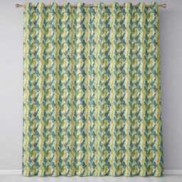 Pastel Fern Leaves in Soft Multicolour Botanical Pattern Readymade Eyelet Ring Top Thermal 100% Blackout Curtains - thumbnail 2
