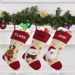 Personalised Christmas Stocking - Red Snowman Embroidered Name - thumbnail 3