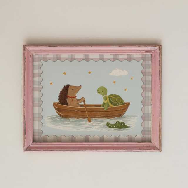 Row Your Boat Nursery Rhyme Print - Scandi Kids Room Art Girls Room - image 1