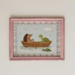 Row Your Boat Nursery Rhyme Print - Scandi Kids Room Art Girls Room - thumbnail 1