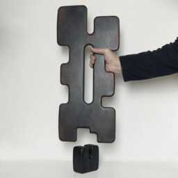 Handcrafted Tall Modern Sculpture - Treze - Bold Statement Decor With Unique Distressed Black Finish - thumbnail 3
