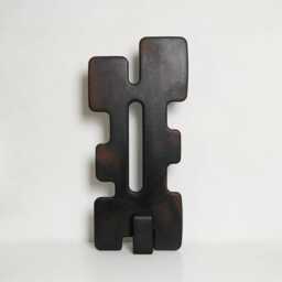 Handcrafted Tall Modern Sculpture - Treze - Bold Statement Decor With Unique Distressed Black Finish - thumbnail 4
