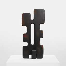 Handcrafted Tall Modern Sculpture - Treze - Bold Statement Decor With Unique Distressed Black Finish - thumbnail 1