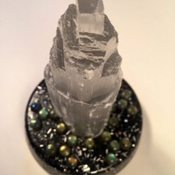 Bejeweled Orgone Selenite Tower Sculpture With Labradorite - thumbnail 2