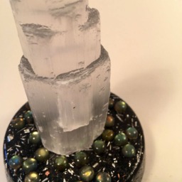 Bejeweled Orgone Selenite Tower Sculpture With Labradorite - thumbnail 4