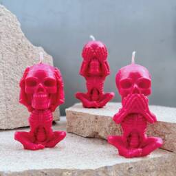 Skull Candle Set With Skull Wax Melts, Skeleton Candle Gift, Gothic Gift Set, Goth Set, Creepy Gift, Bithday Set, Human - thumbnail 3