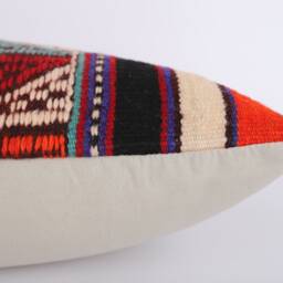 Handmade Turkish Kilim Pillow Cover Bohemian Lumbar Cushion - 12x24 - thumbnail 4