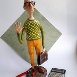Paper Mache Clerk Sculpture Unique Office Decor, Art Figurine - thumbnail 3