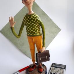 Paper Mache Clerk Sculpture Unique Office Decor, Art Figurine - thumbnail 2